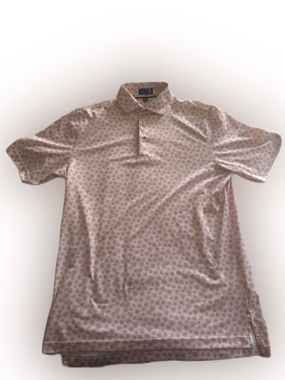 Stitch Men’s Golf Performance White Pink Polo Shirt. Size Small